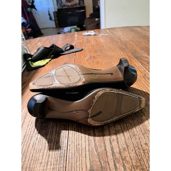 Donald J Pliner Women 7.5 Narrow Merrick Black Suede Square Toe Low Heel Shoes - Picture 6 of 6